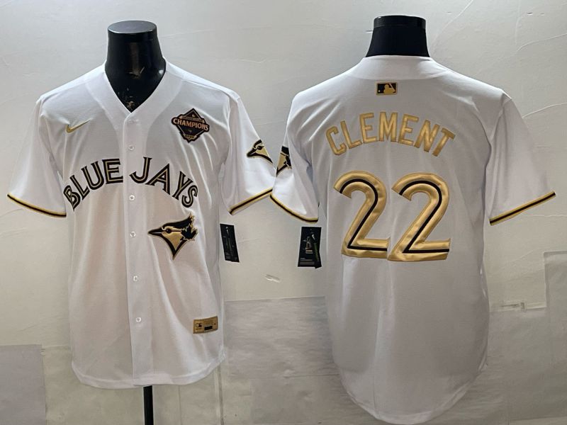 Men Toronto Blue Jays #22 Clement White Gold 5th Throwback 2026 Nike MLB Jersey style 01->toronto blue jays->MLB Jersey